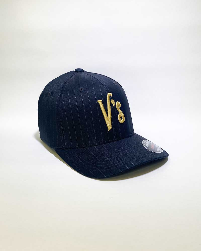 V's BARBERSHOP PINSTRIPE FITTED HAT - NAVY